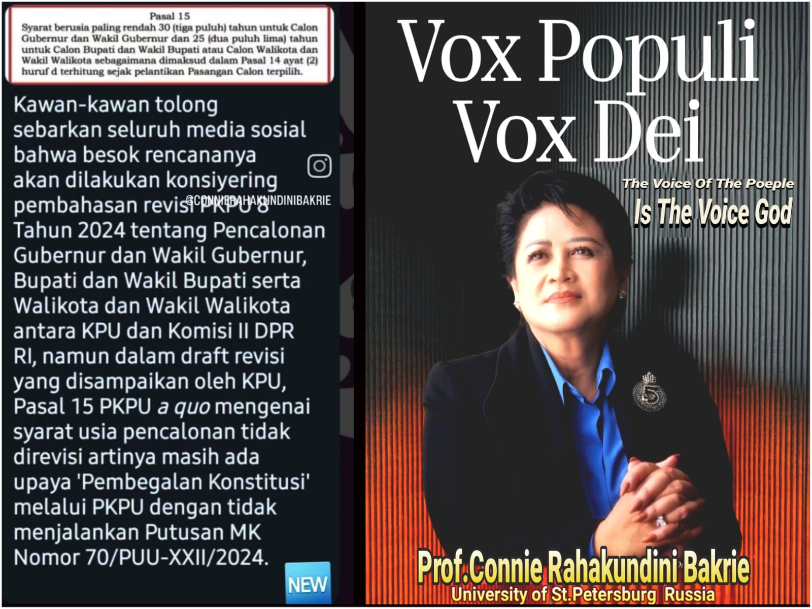 Connie Rahakundi Bakrie : Ada Upaya, Pintu Masuknya "Si Maling Kedaulatan Rakyat" Lewat Pintu KPU Terkait Pasal 15 PKPU