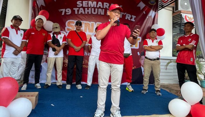 Munandar,SE Lurah Peninggilan Kecamatan Ciledug saat Memberikan Sambutan Dalam Rangkaian Peringatan  HUT RI Ke 79, Sabtu (31/8/2024)
