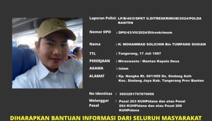 Polda Banten Berhasil Amankan DPO (LTS), Terkait Kasus Pemalsuan Surat Jual Beli Tanah