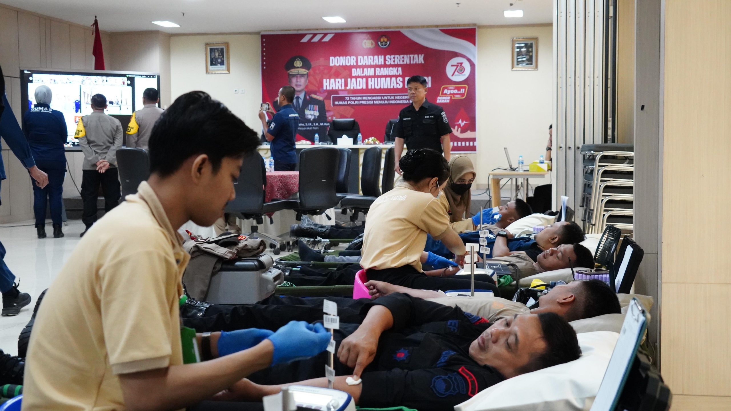 Sambut HUT Humas Polri Ke-73, Polda Jateng Gandeng Wartawan Laksanakan Donor Darah