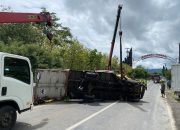 Polisi Evakuasi Kecelakaan Truk di Selogiri, Arus Lalulintas Kembali Normal