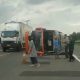 Bus AKAP Terguling di KM. 223 Tol Kanci - Pejagan