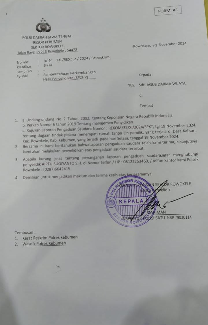 "Tempuh Langkah Hukum, CV Jagor Jaya Laporkan Dugaan Pidana Penempatan Pekarangan Tanpa Izin"